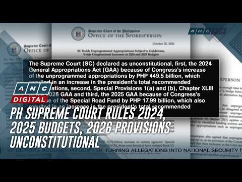 PH Supreme Court rules 2024, 2025 budgets, 2026 provisions unconstitutional | ANC