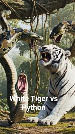 White Tiger Under Attack! Python Ambush in the Deep Jungle 🐅🐍💥