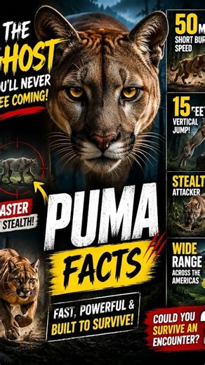 PUMA FACTS 🐆 | The Ghost Cat You’ll Never See Coming! | Amazing Animal Facts #facts #animalfacts