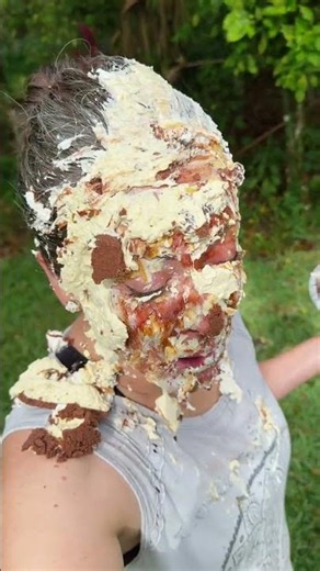 Woman gets a pie pushed in her face! #funny #pieintheface #pied