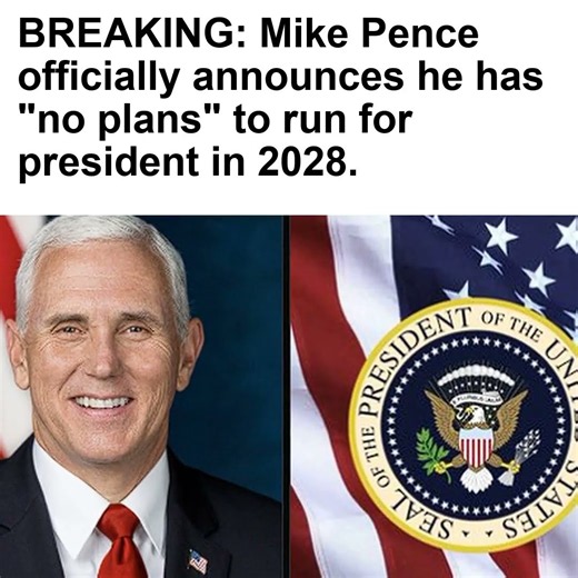 BREAKING: Mike Pence officially announces he has "no plans" to run for president in 2028.
