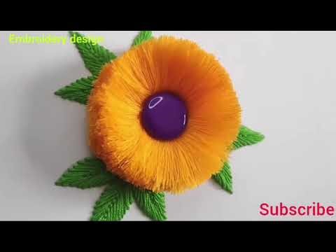How to make 3D Pompom Flower | Easy Hand Embroidery Tutorial for Beginners, 