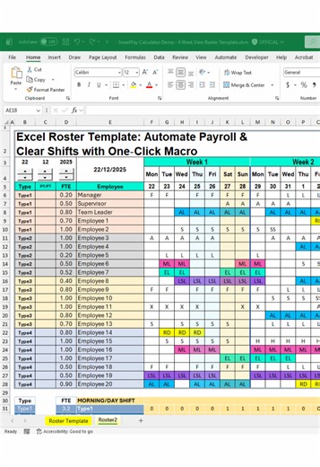 Clear your old roster with one click! This Excel macro tutorial shows you how to record a macro, assign it to a button and instantly reset a 4‑week shift schedule. Pair it with our excel roster template to automate payroll, track leave and keep staff planning organised. Save & follow for more Excel tips! #excel #exceltutorial #exceltemplate #shiftplanner #exceltips