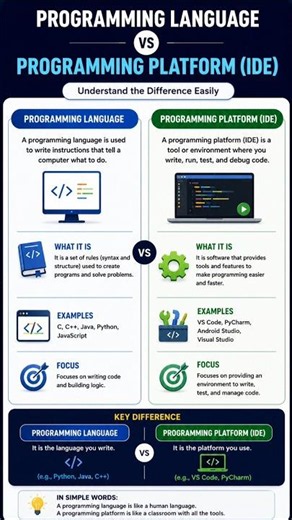 Programming Language vs IDE | What's the Difference? Learn with Simple Examples 🚀 #Coding #IDE