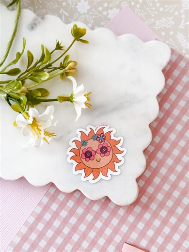 Sun Kissed Sun With Sunglasses Sticker: Waterproof Glossy Decal, Ocean Lover Gift - Etsy