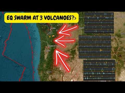Looks like Earthquake swarms at three Cascade Volcanoes Today. Sunday Earthquake update.