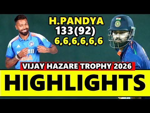 Hardik Pandya 133 Runs Highlights Vijay Hazare Trophy Highlights 2026 | Baroda Vs Vidarbha Match