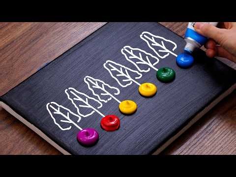 Mind-Blowing Easy Acrylic Painting With Black Canvas｜Painting For Beginners (1510)｜4k