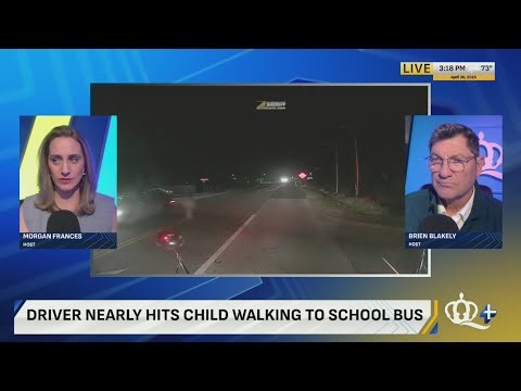 CAUGHT ON CAMERA: Driver nearly hits child walking to school bus