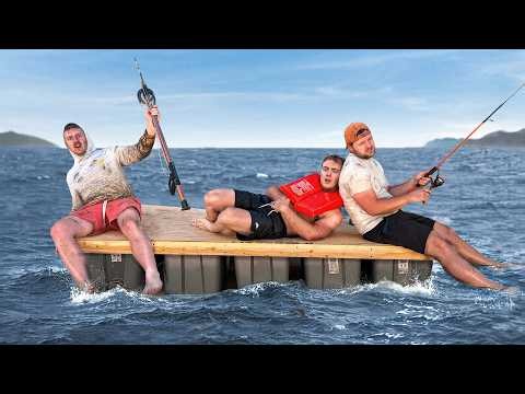 24 Hour Overnight Survival Challenge on a Homemade Raft