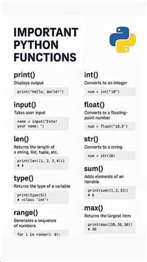 🐍 10 Essential Python Functions Every Beginner Should Know!