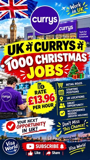 🇬🇧 UK Currys Christmas Jobs 2026 🎄 | 1,000 Vacancies & £13.96/Hour!