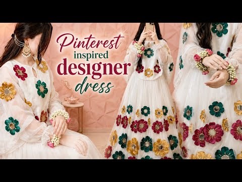 DIY 3D Flower Embroidery Tutorial✨️ Pinterest Inspired Designer frock✨️Eid special outfit ♥️ 