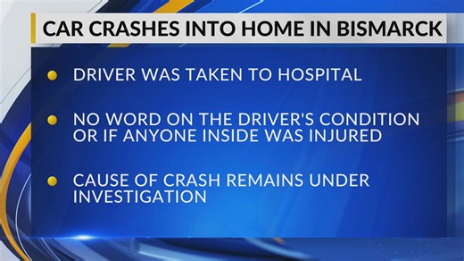 Car crashes into home in Bismarck