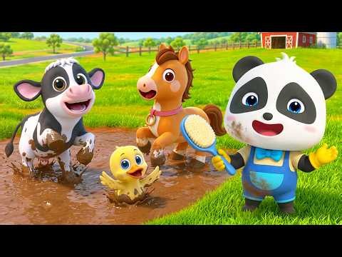 Farm Animals' Bath Time | Good Habits Song | Learn Animals | Nursery Rhymes & Kids Songs | BabyBus