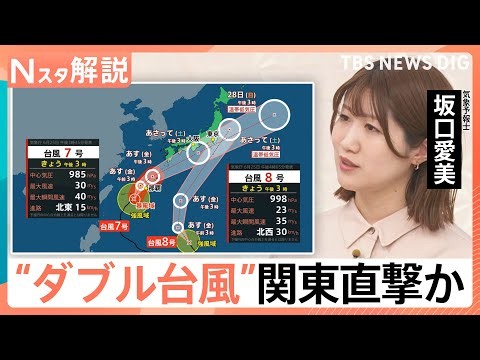 警戒“ダブル台風”関東直撃か 大雨も注意、台風7号接近 300ミリの雨量予想【Nスタ解説】｜TBS NEWS DIG