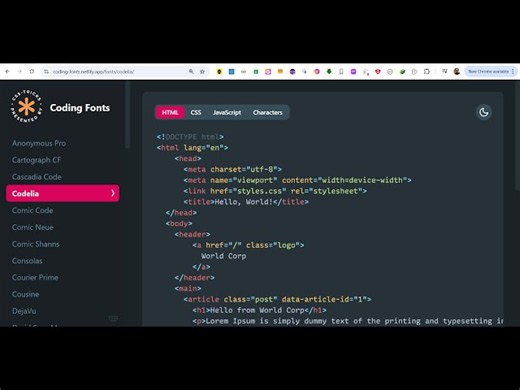 Visual Studio Code Programming Fonts With Live Preview & Themes in Website Full Tutorial