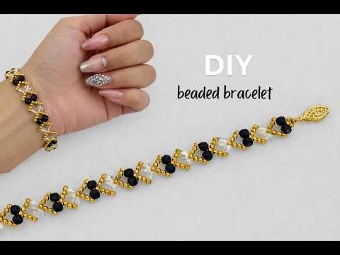 Diy elegant beaded bracelet. Step by step bracelet making tutorial. #beadedbracelettutorial