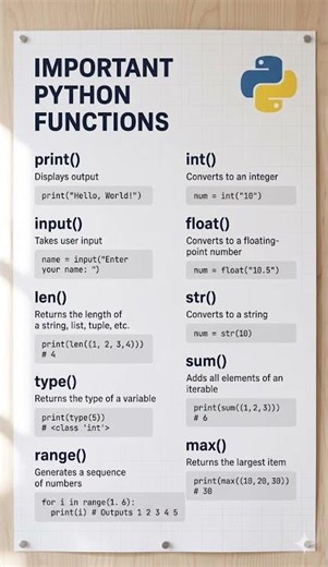 Top 10 Most Important Python Functions You Must Know! 🚀 | Python Tutorial for Beginners