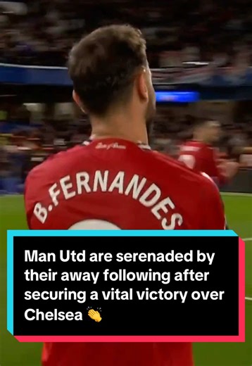 Man Utd are serenaded by their away following after securing a vital victory over Chelsea 👏 #pl #premierleague #manchesterunited #manutd #mufc