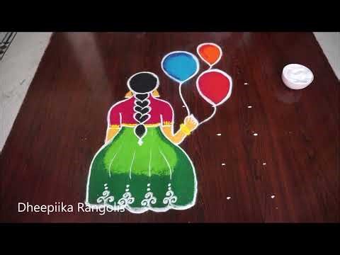 2026 New year special rangoli design || 2026 muggulu || happy new year || Girl rangoli with 5x5 dots