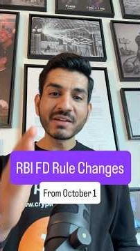 RBI FD Rule Changes from Oct 1st