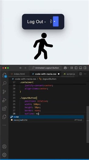Animated Logout Button using HTML CSS & JavaScript