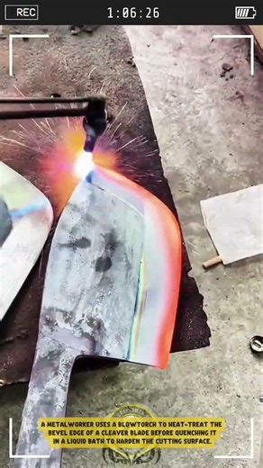 Heat Treating Cleaver Blade Edge using Gas Torch - Good Tools and Machinery in Daily Work