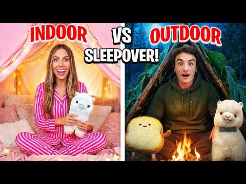 GIRLS vs BOYS PILLOW FORT SLEEPOVER!