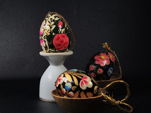 3 Hand-painted Wooden Easter Eggs / Pysanka Eggs - Etsy UK