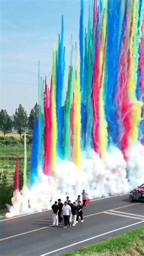 Daytime Fireworks That Turn the Sky Rainbow #fireworks #firecracker