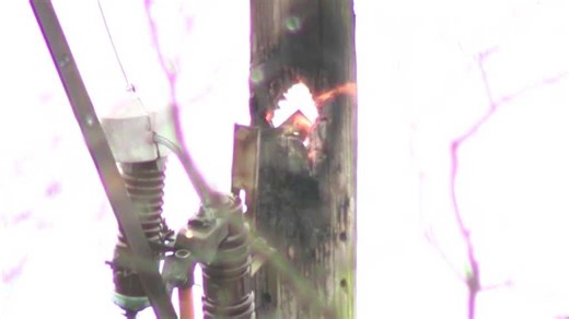 Utility pole catches fire after lightning strike in Lancaster County
