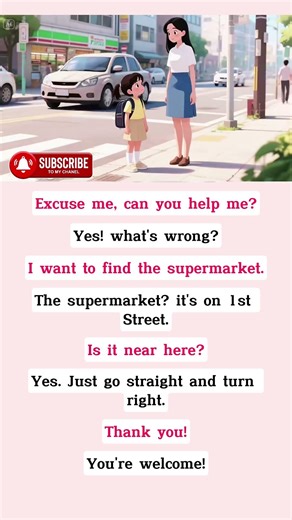 Easy English Conversation for Beginners l Easy Directions to the Supermarket!