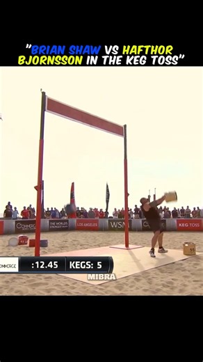 Brian Shaw vs Hafthor bjornsson in the Keg Toss.#strong #strength #gym #gymmotivation #motivation