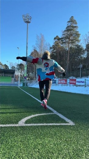 Freestyle Football Skills on a Snowy Field