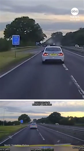 Police chase ends with car flying over roundabout