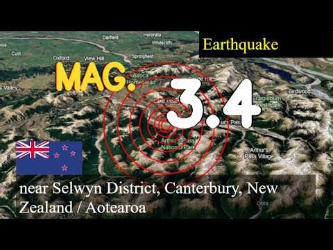 earthquake near Selwyn District, Canterbury, New Zealand / Aotearoa live updates today : 3.4 magnitu