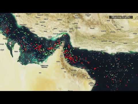 Live ship tracking map showing the Strait of Hormuz