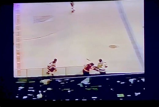 Apr. 25, 1974. Madison Square Garden. Mayhem in the final minutes of Game 3 in the #StanleyCup semifinals. The #Rangers about to beat the #Flyers 5-3 to cut into #Philadelphia’s 2-0 series lead. Philly announcer Gene Hart sarcastically comments about an “all-star defenseman.” What an era. The Flyers, of course, would eliminate the #Blueshirts then the #NHLBruins, to become the first of the 1967 expansion teams to win the #NHL title. #NewYork #Leafs