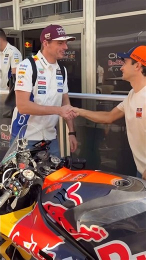 Max Verstappen meets Dani Pedrosa in Austin Paddock