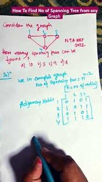 How to Find Number of Spanning Trees in Any Graph FAST! 🔥 #Shorts #spanningtree