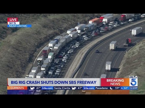 Big rig overturns on Grapevine