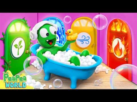 Pea Pea Four Elements Bathtub Challenge 🔥❄️🌊😱 What’s the Surprise?