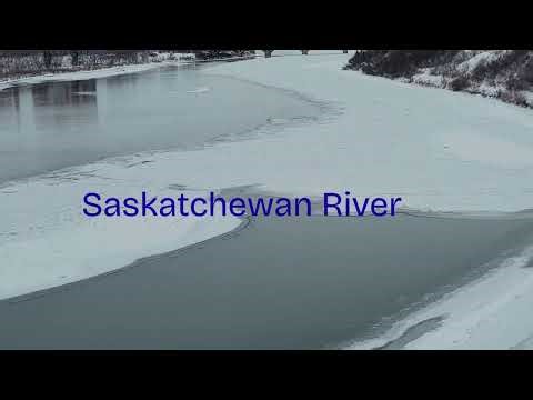 Broadway Bridge and Frozen River, visiting Saskatchewan