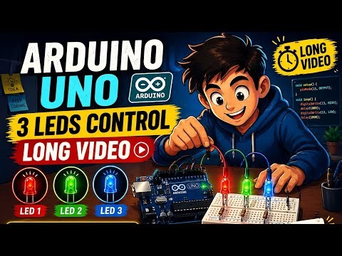 Arduino UNO 3 LEDs Control Project | Beginner Tutorial | Full Long Video