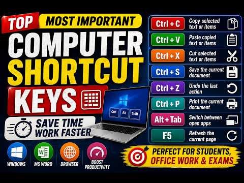 🔥 Top Computer Shortcut Keys 💻 | Important Keyboard Shortcuts | Computer Tricks 2026 🚀