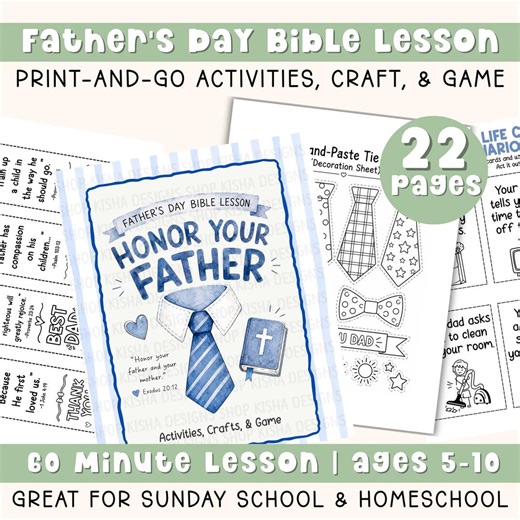 Father’s Day Bible Lesson for Kids Sunday School Lesson Printable Bible Verse Coloring Church Activity Homeschool Mom Father’s Day Craft - Etsy