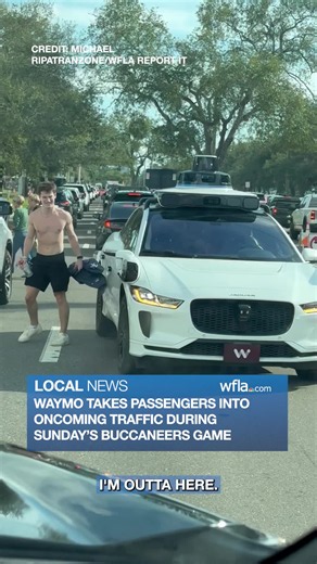 Waymo takes passengers into oncoming traffic during Bucs game