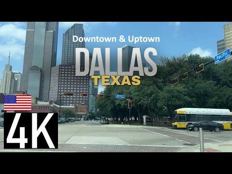 Road Tour – Driving in Beautiful Downtown Dallas into the Uptown Neighborhood – Dallas, Texas, USA