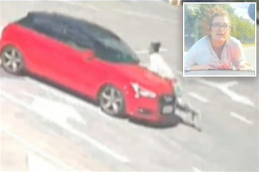 Wild moment woman clings to moving car in Australian road rage incident